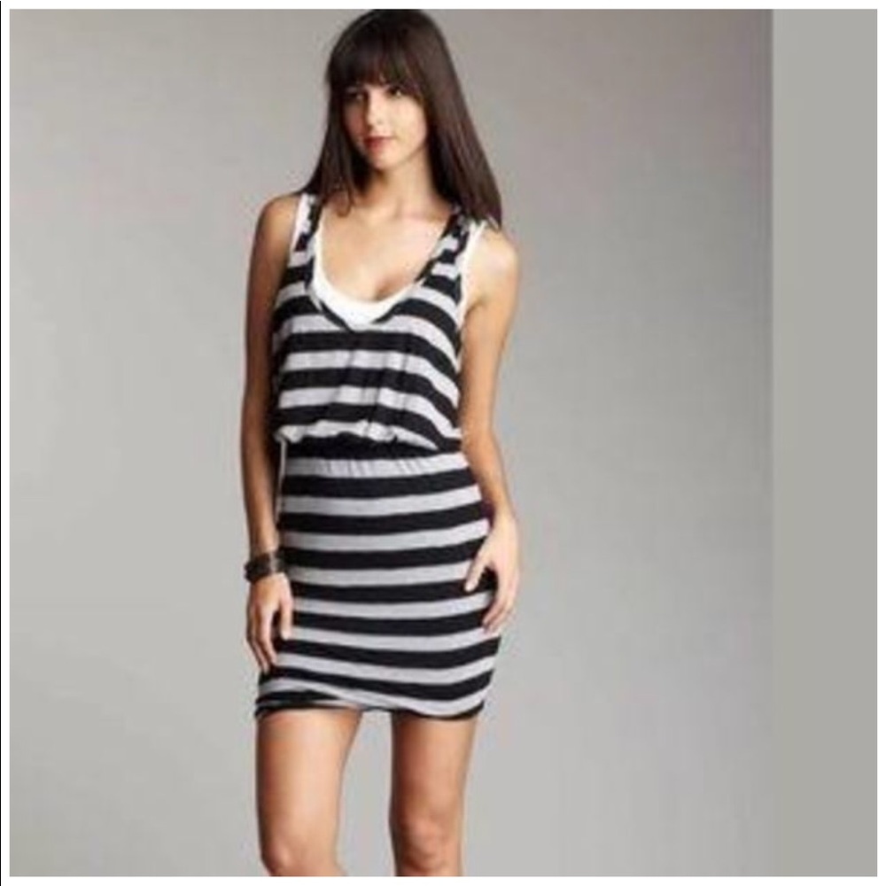 BCBGeneration double tank grey & white mini dress